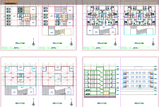 نقشه معماری ساختمان ۶ طبقه [ ۴ طبقه مسکونی ۲ طبقه پارکینگ ]